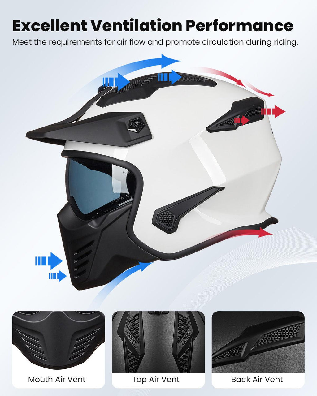 ILM Open Face Motorcycle 3/4 Half Helmet Model 726X
