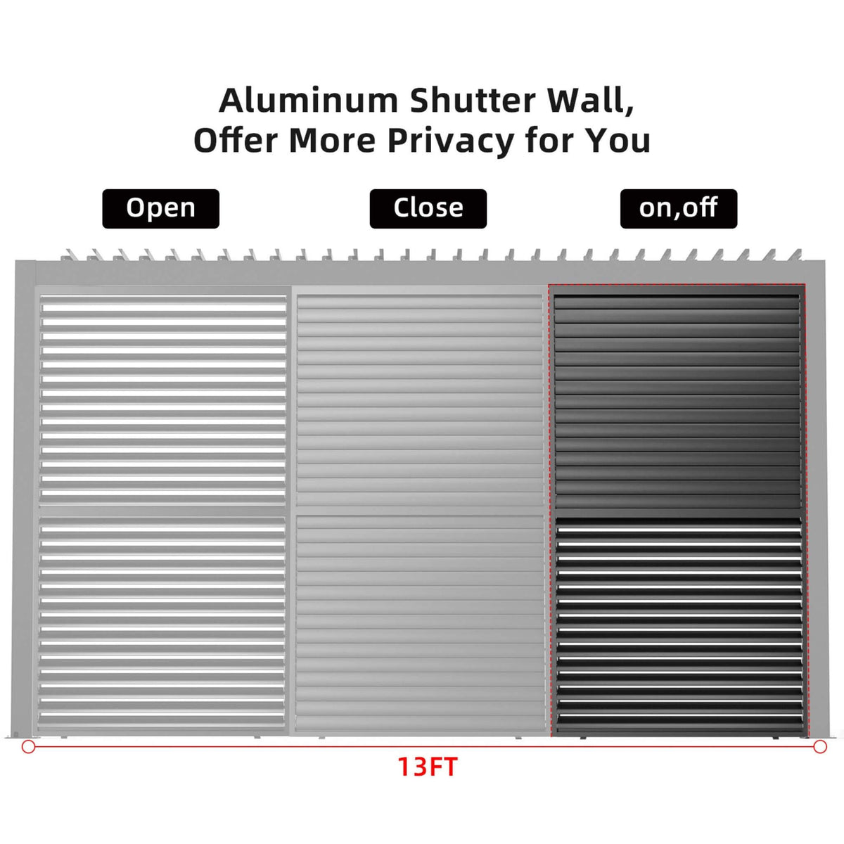 [04X07FT] Alora Premium Adjustable Aluminum Louvered Pergola With Side Wall Panel (SAK25458)