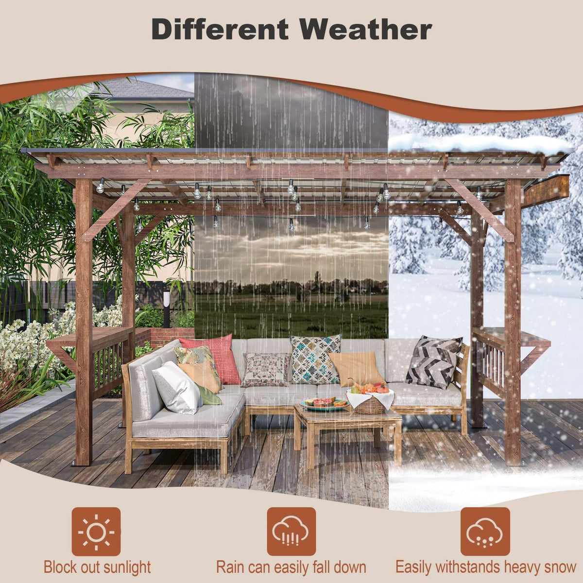 [06X13FT] Alora Durable Outdoor Hardtop BBQ Grill Shelter Gazebo With Shelves (SAK65420)