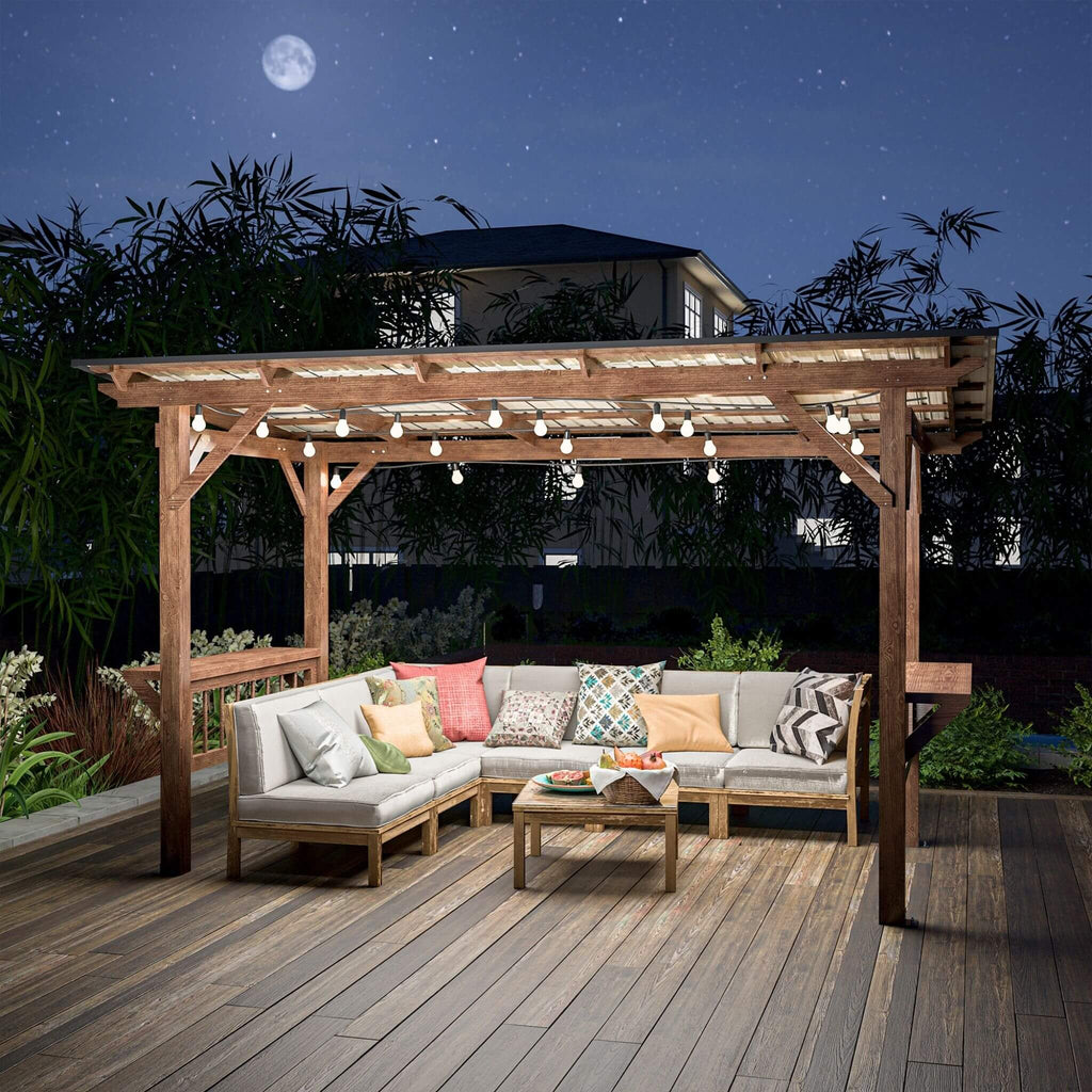 [06X13FT] Alora Durable Outdoor Hardtop BBQ Grill Shelter Gazebo With Shelves (SAK65420)