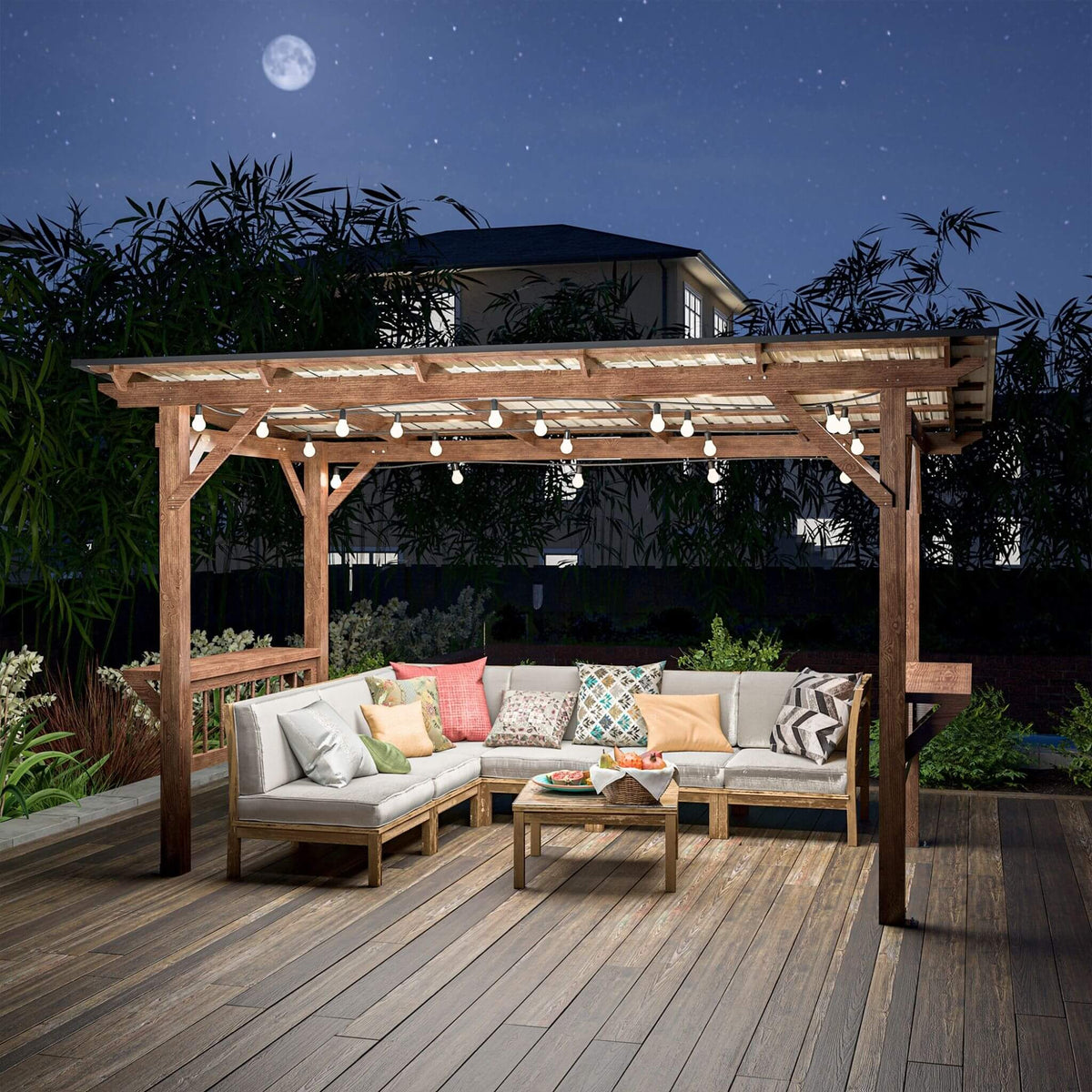 [06X13FT] Alora Durable Outdoor Hardtop BBQ Grill Shelter Gazebo With Shelves (SAK65420)