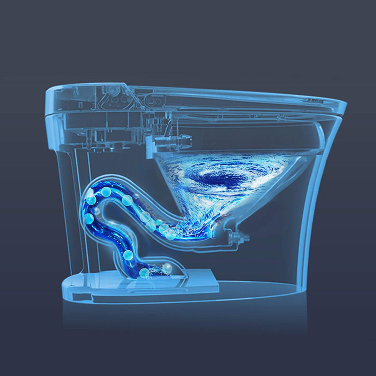 Nuvia 1/1.28 GPF Smart Compact Dual Flush Tankless Toilet Bidet Combo With Self-Cleaning Nozzle And Foot Sensor Flush (SAK58021)