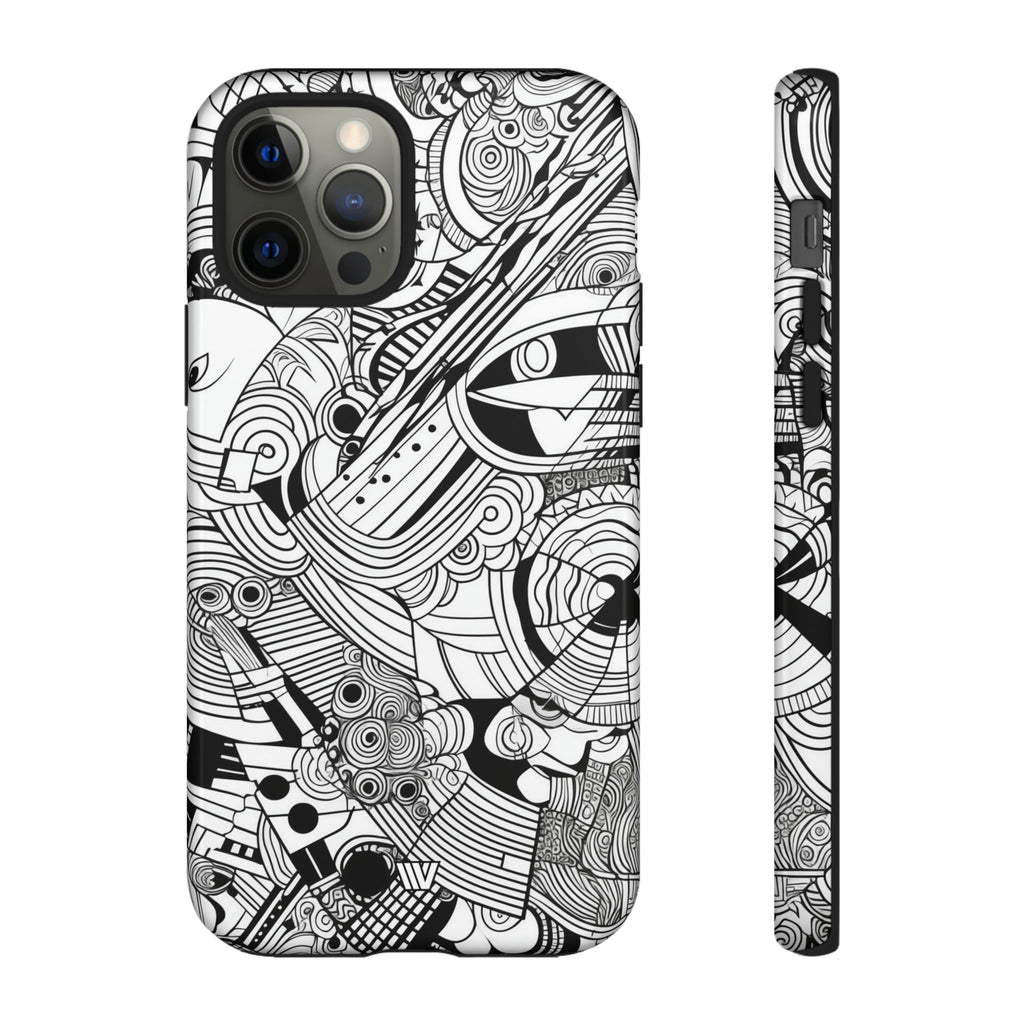 B&W ABSTRACT DOODLE | Tough Phone Case
