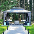 [10X13FT] Alora Large Premium Outdoor Hardtop Aluminum Gazebo With Galvanized Steel Double Roof (SAK74826)