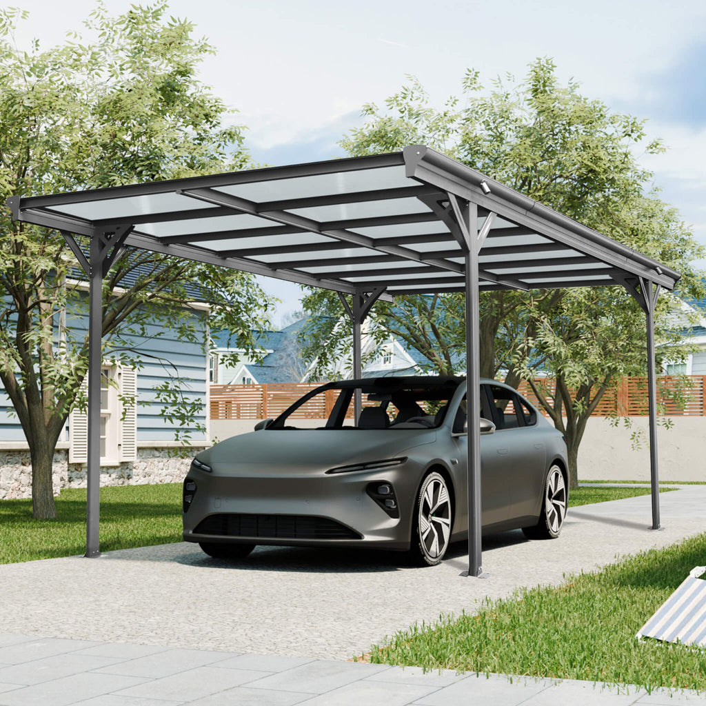 [10X16FT] Alora Heavy-Duty Outdoor Driveway Pergola With Aluminum Alloy Frame And Polycarbonate Panels (SAK47395)