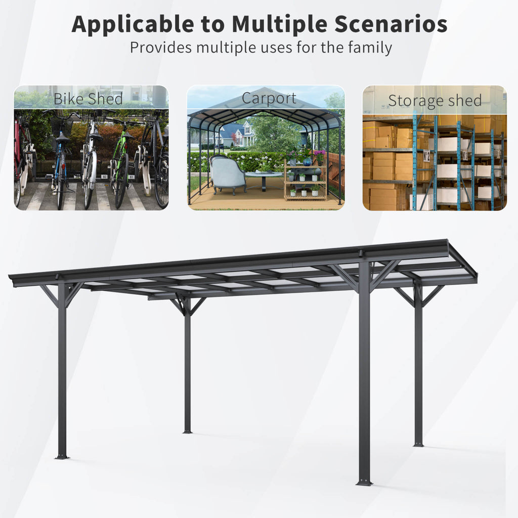 [10X16FT] Alora Heavy-Duty Outdoor Driveway Pergola With Aluminum Alloy Frame And Polycarbonate Panels (SAK47395)