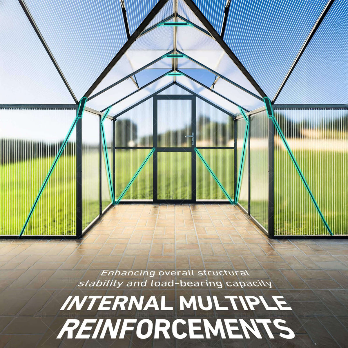 [12X12FT] Premium T-Shape Polycarbonate Greenhouse With UV Protection And Aluminum Frame (SAK27460)