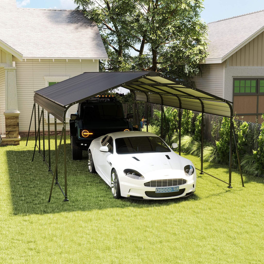 [13X26FT] Alora Heavy-Duty Weather-Resistant Outdoor Carport With Protective Film (SAK82451)