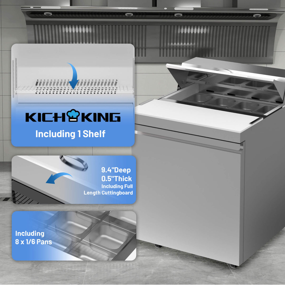 27-Inch 7.4 Cu.Ft Commercial Stainless Steel Sandwich Salad Prep Table Refrigerator (SAK84120)