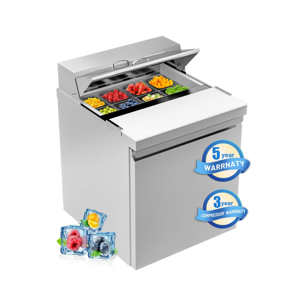 27-Inch 7.4 Cu.Ft Commercial Stainless Steel Sandwich Salad Prep Table Refrigerator (SAK84120)