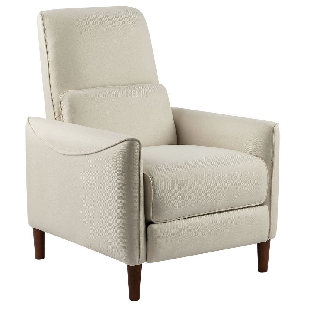 Upholstered Push Recliner Chair With Rubber Wood Legs For Living Room