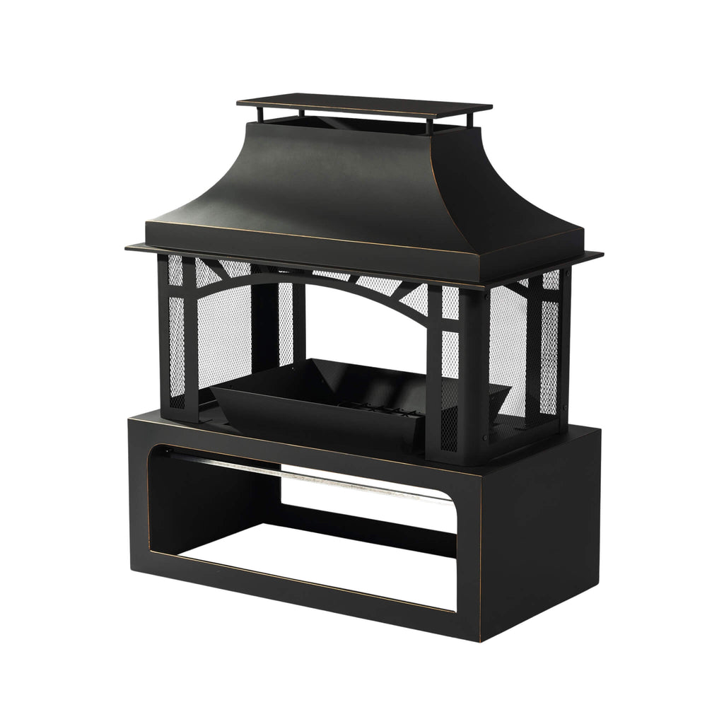Alora 40-Inch Outdoor Steel Wood-Burning Backyard Fireplace Fire Pit (SAK45758)