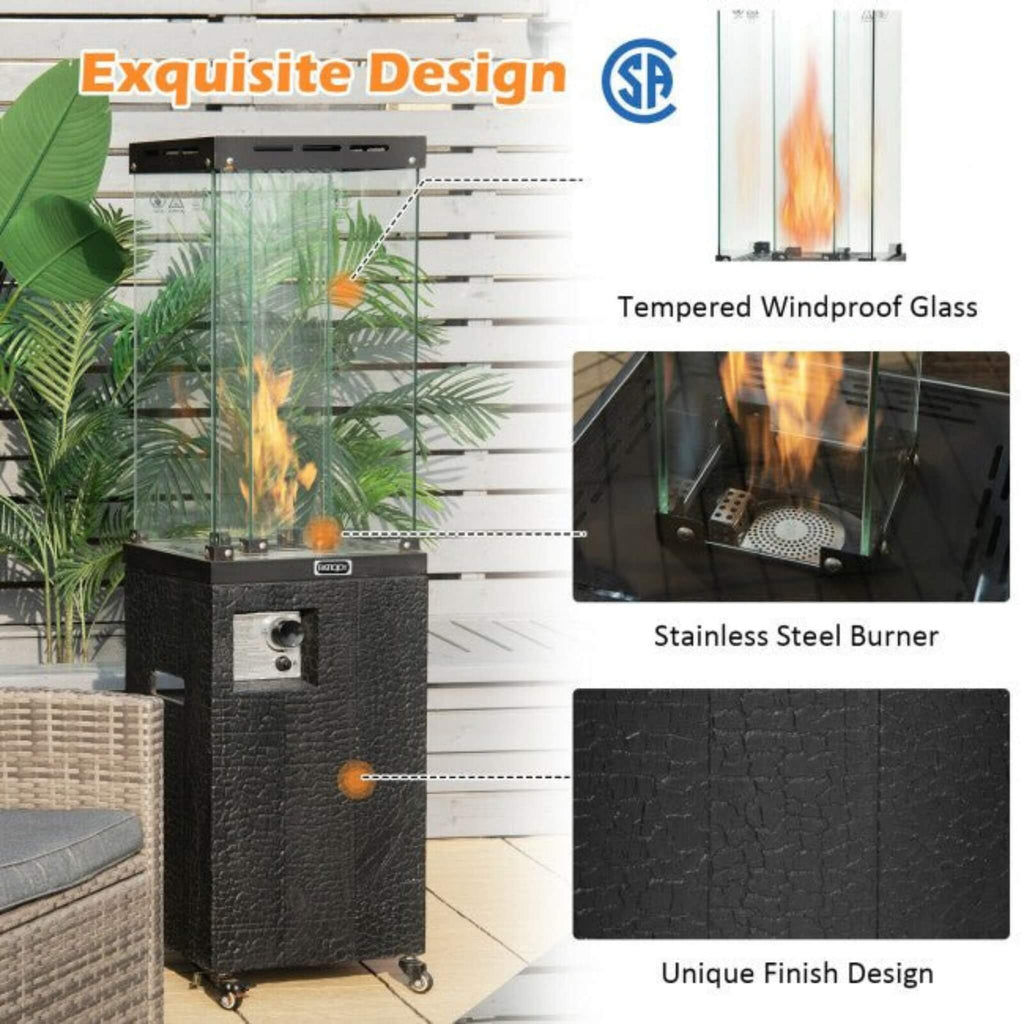 41K BTU Outdoor Propane Gas Patio Heater W/ Lockable Wheels (SAK98052)