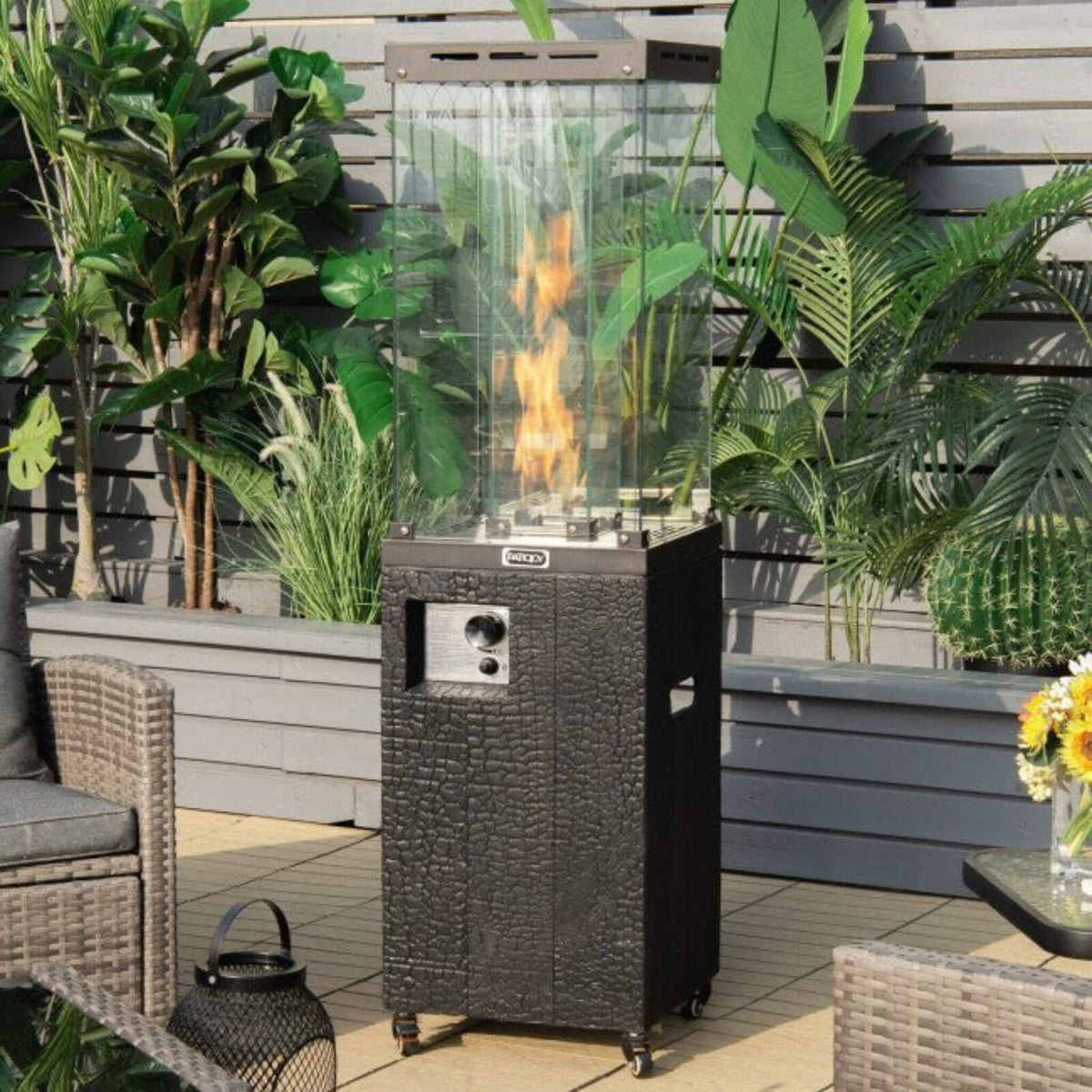41K BTU Outdoor Propane Gas Patio Heater W/ Lockable Wheels (SAK98052)