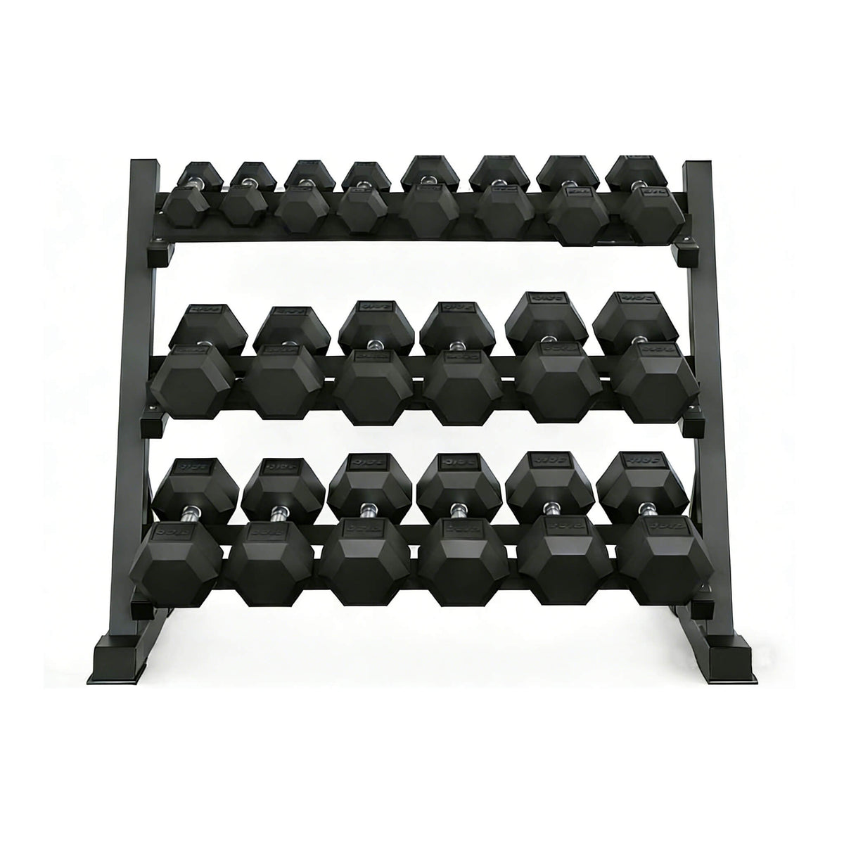 Rovix 450-Pounds Rubber Hex Dumbbell Set With Rack (SAK90714)
