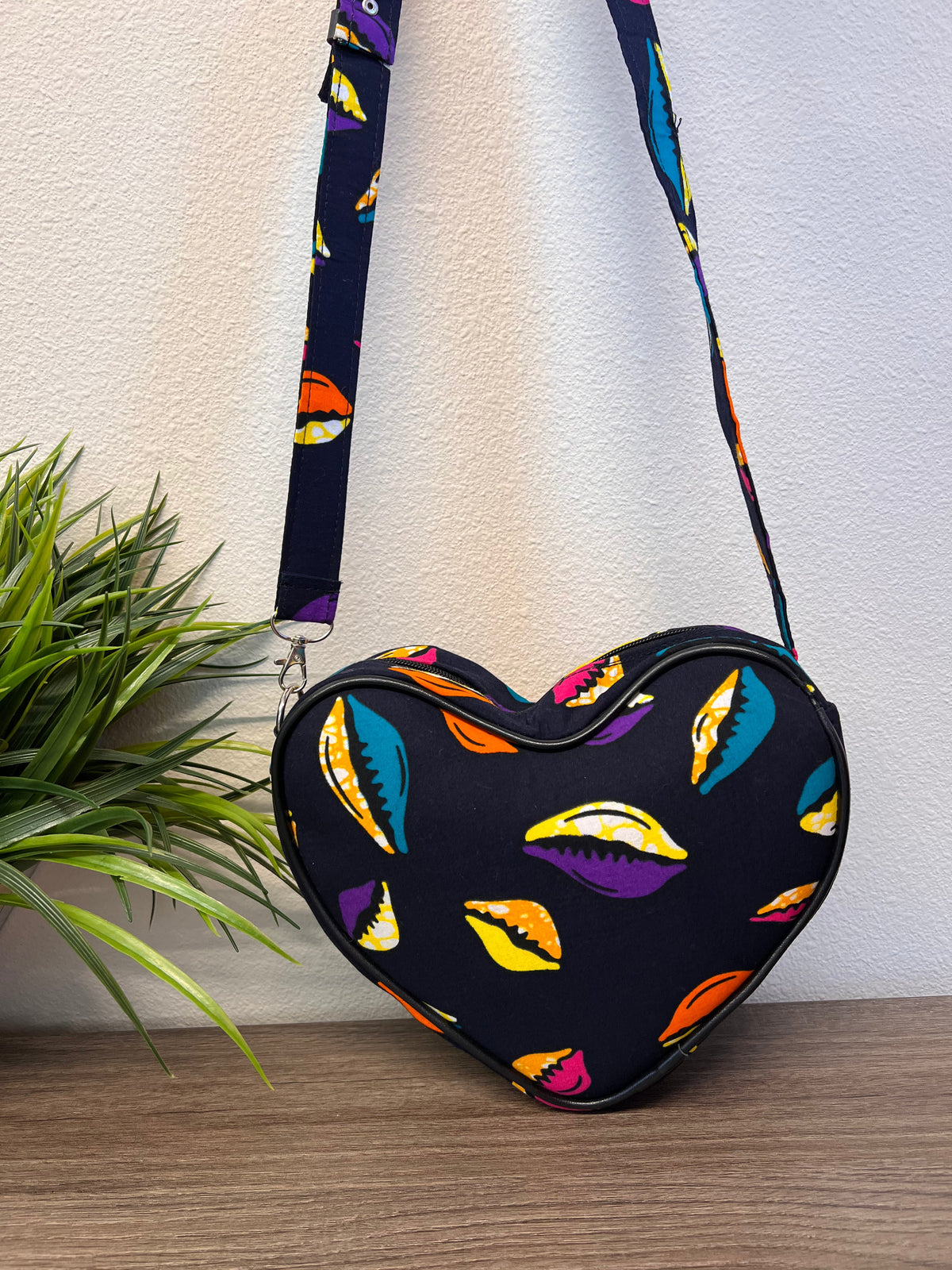 Asya Kente Heart Shaped Crossbody Bag