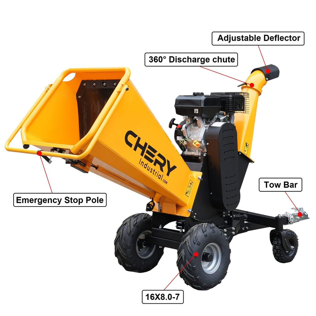 Heavy-Duty 6-Inch 420CC 15HP Gas Wood Chipper Shredder Mulcher With Tow Bar & Safety Stop Bar (SAK42731)