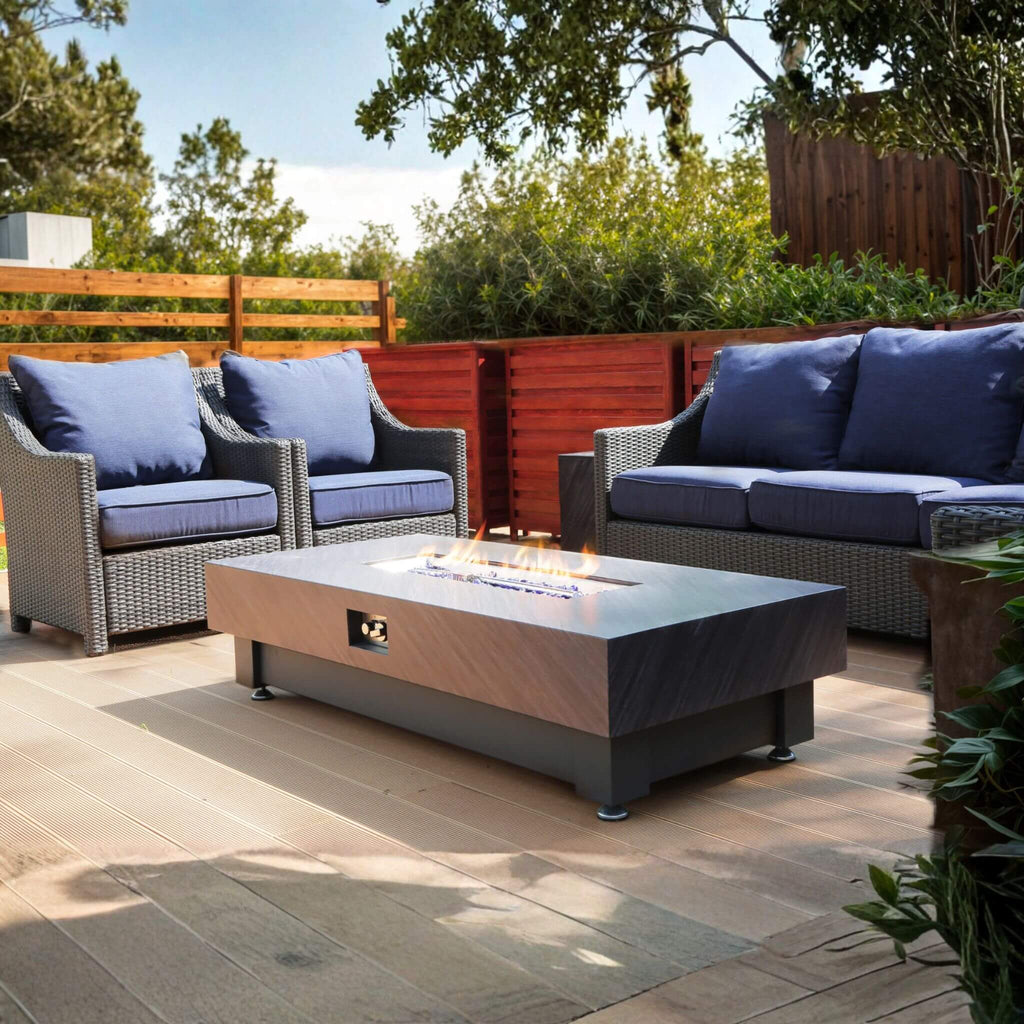 Alora Premium 60-Inch Rectangular Outdoor Modern Propane Fire Pit Table With Rain Cover (SAK91273)