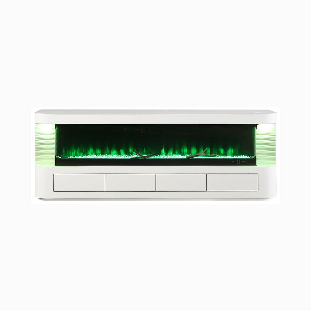 Nuvia 71-Inch Modern White Electric Fireplace TV Stand With 3-Level LED Brightness Setting [TV Stand Only] (SAK94120)