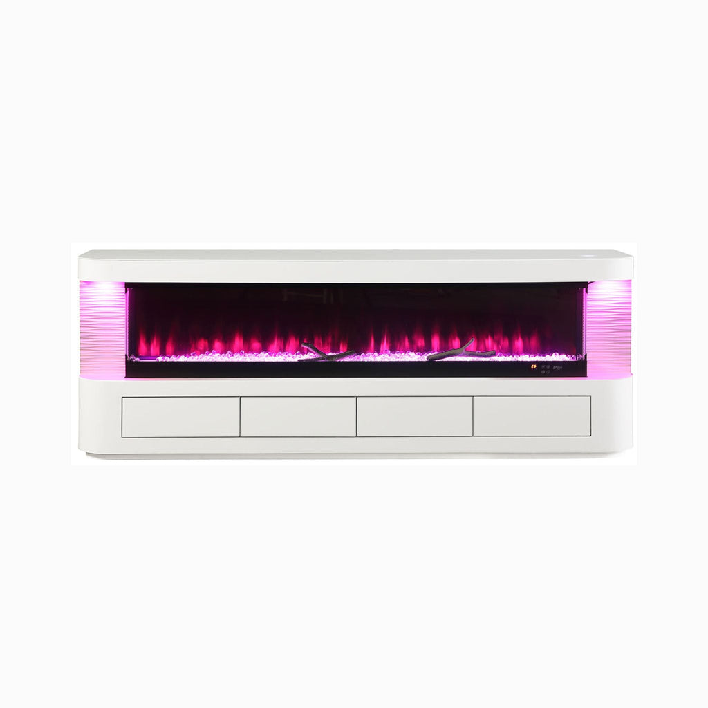 Nuvia 71-Inch Modern White Electric Fireplace TV Stand With 3-Level LED Brightness Setting [TV Stand Only] (SAK94120)