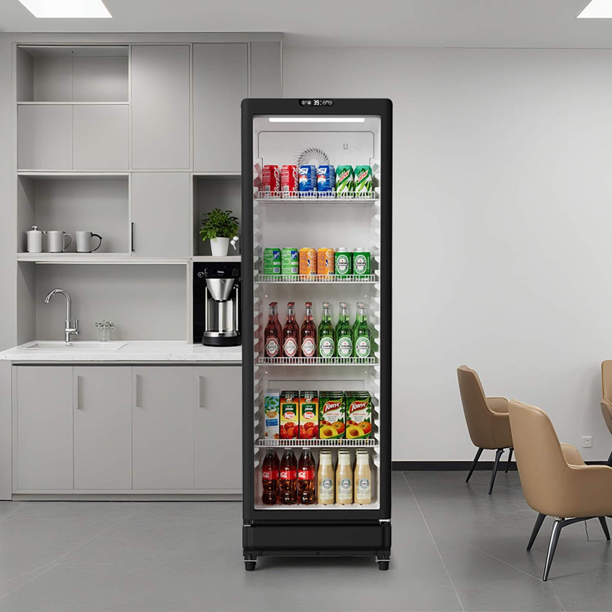 8.5 Cu.Ft Commercial Single Glass Door Beverage Merchandiser Refrigerator (SAK27946)