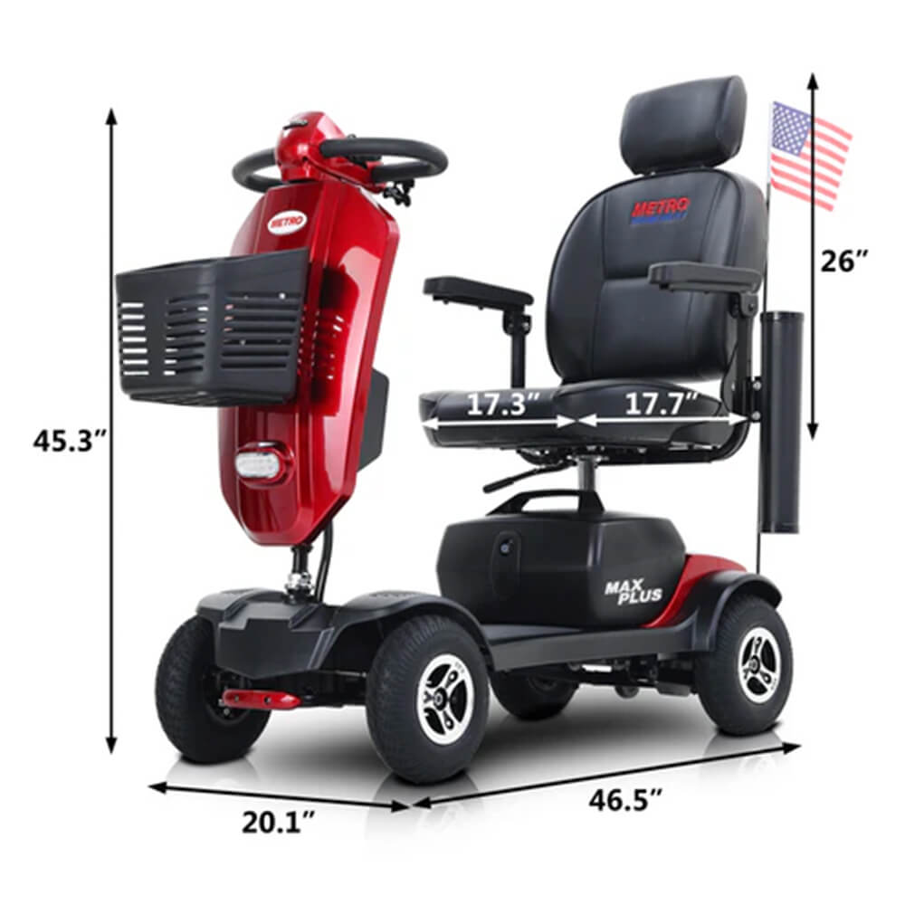 Metro Mobility Max Plus 24V/20AH Heavy Duty Electric Drive Mobility Scooter, 300LBS (SAK93164)
