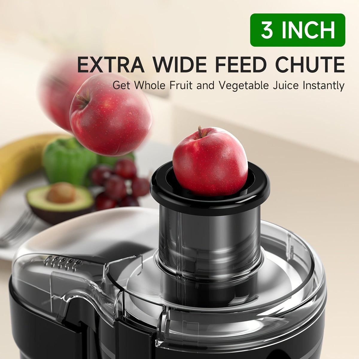 500W Centrifugal Juicer Machine 3 Speed Wide Mouth Fruit Vegetable Extractor