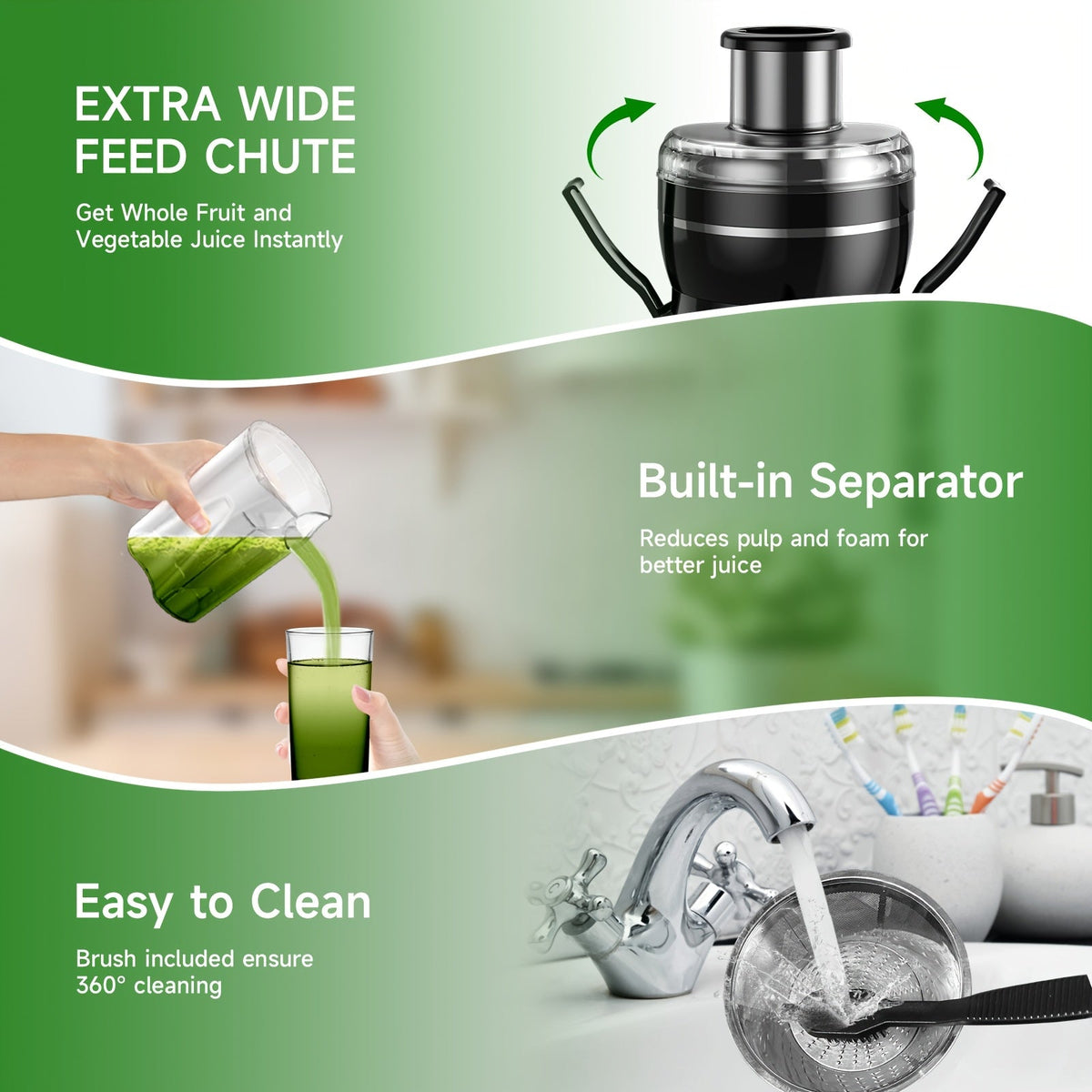 500W Centrifugal Juicer Machine 3 Speed Wide Mouth Fruit Vegetable Extractor