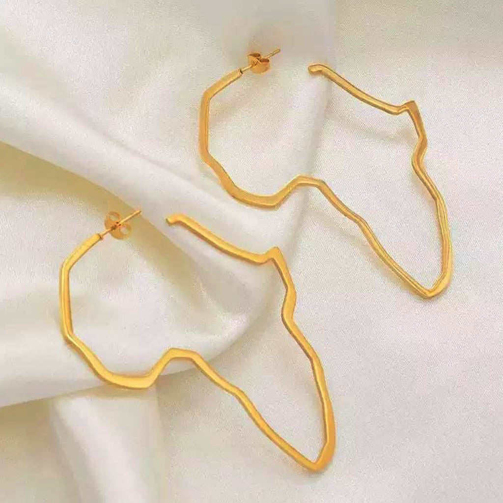African Map Outline Drop Earrings