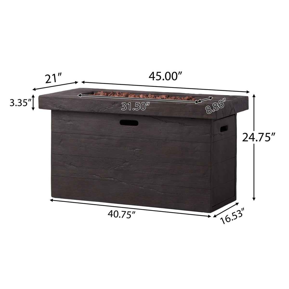 Alora Luxury 45-Inch 50K BTU Rectangular MGO LP Fire Pit (SAK63874)