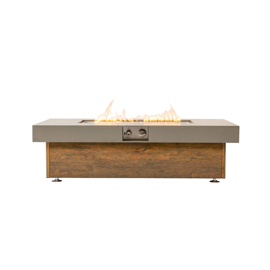Alora Luxury 48-Inch Outdoor Wood Grain Iron Fire Pit Table With Lava Rocks (SAK37905)