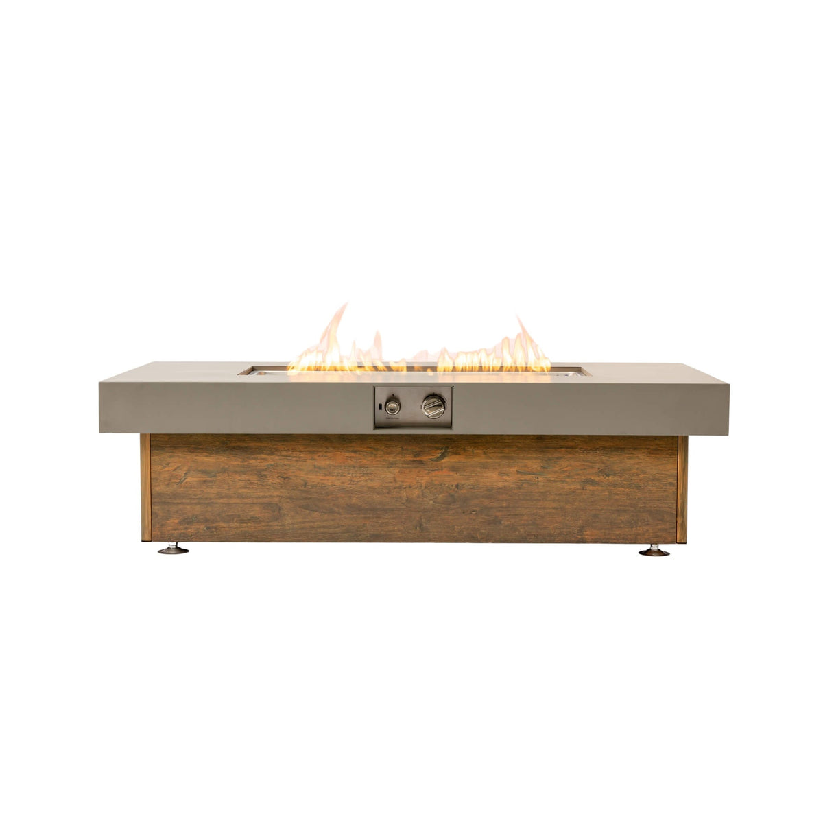 Alora Luxury 48-Inch Outdoor Wood Grain Iron Fire Pit Table With Lava Rocks (SAK37905)