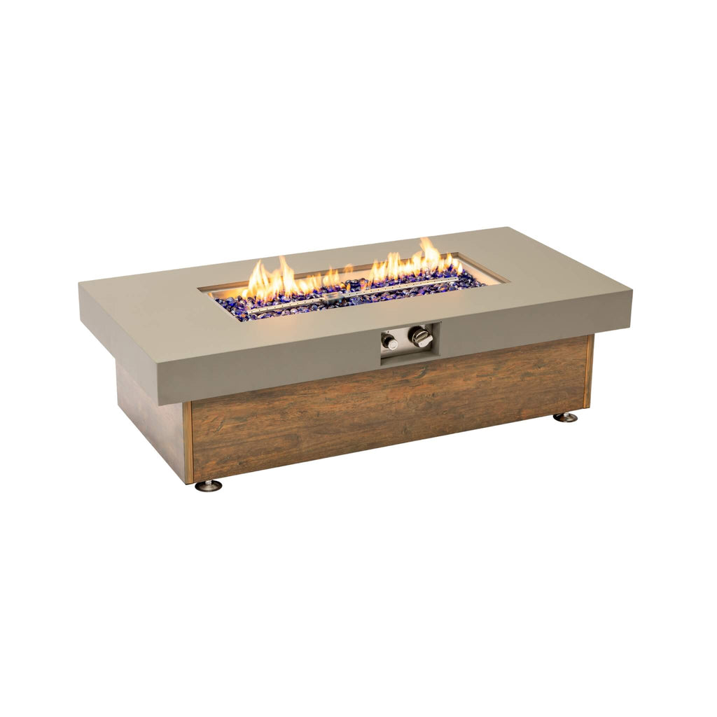 Alora Luxury 48-Inch Outdoor Wood Grain Iron Fire Pit Table With Lava Rocks (SAK37905)