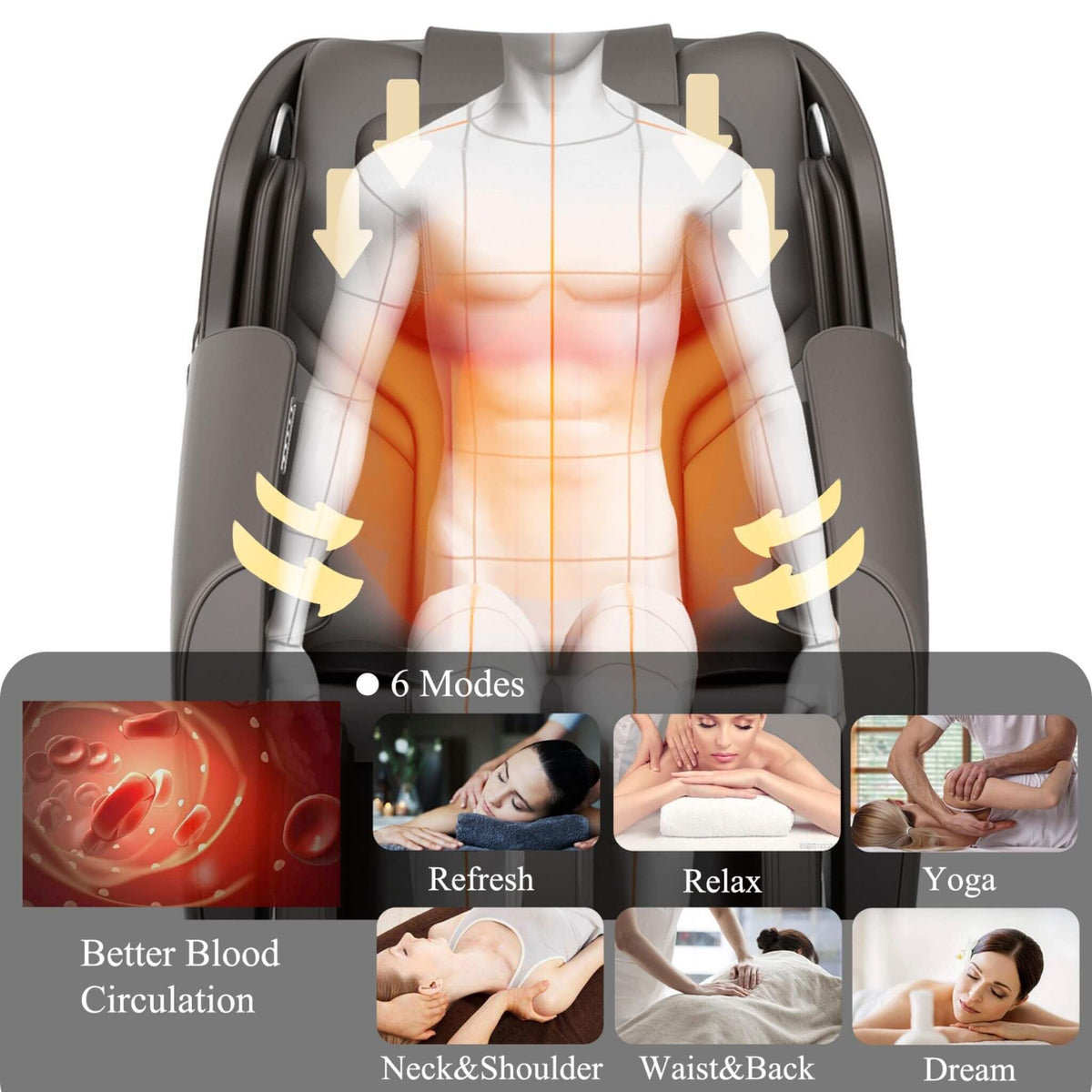 Bosscare Full-Body Zero-Gravity Leather Massage Chair With Zero Gravity And Bluetooth [GR8012] (SAK12074)