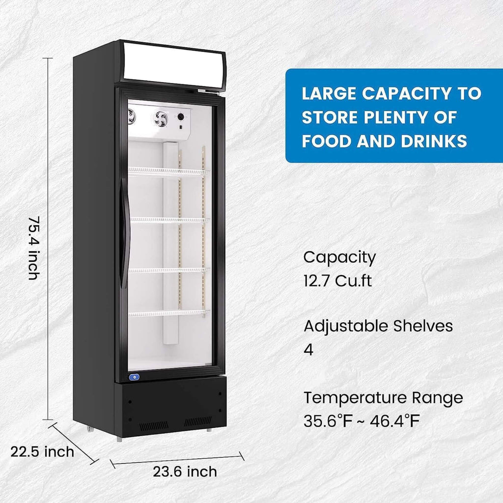 Heavy Duty Industrial Glass Door Beverage Merchandiser Refrigerator Cooler, 11 Cu.Ft (SAK04571)