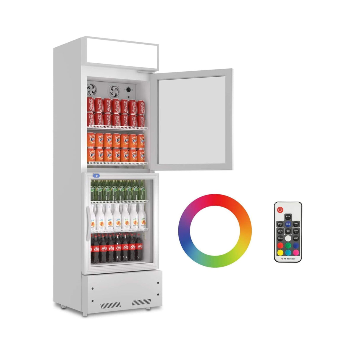 Commercial 2-Door Beverage Refrigerator Cooler With LED Lighting (SAK15896)