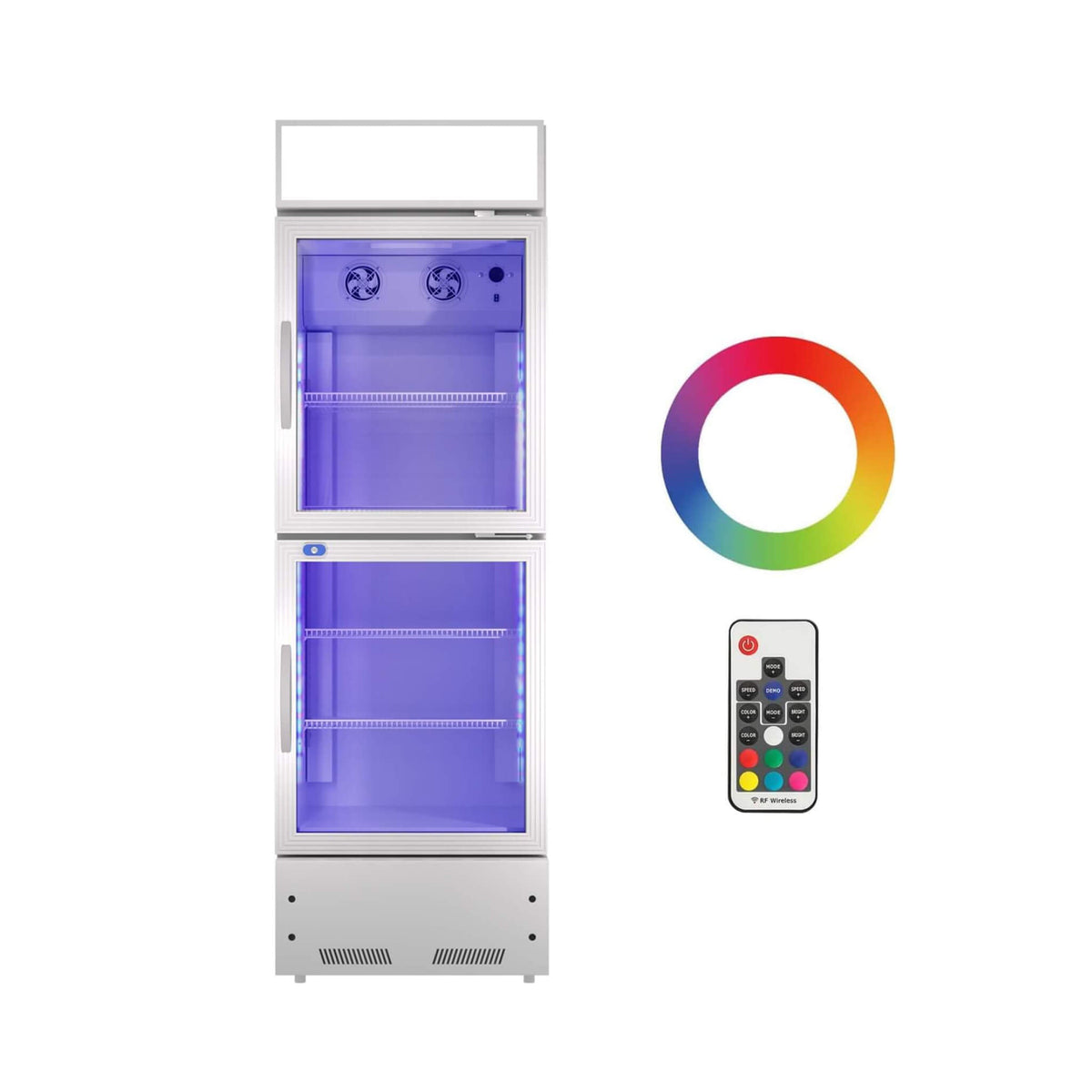 Commercial 2-Door Beverage Refrigerator Cooler With LED Lighting (SAK15896)