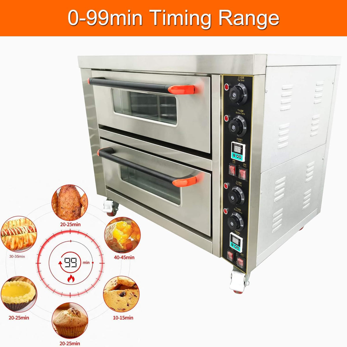 6400W Commercial Electric Double Deck Convection Baking Pizza Oven (SAK37281)