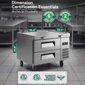 Commercial Double Drawer Undercounter Worktop Fridge With Chef Base & Wheels (SAK80596)