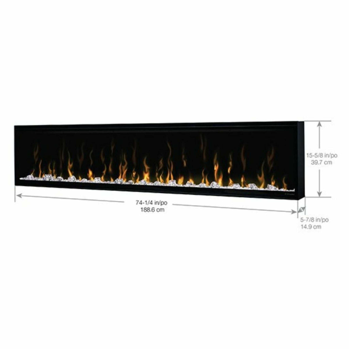 Dimplex IgniteXL 74-Inch Premium Built-In Linear Electric Fireplace With Integrated Heater Fan [XLF74] (SAK14736)