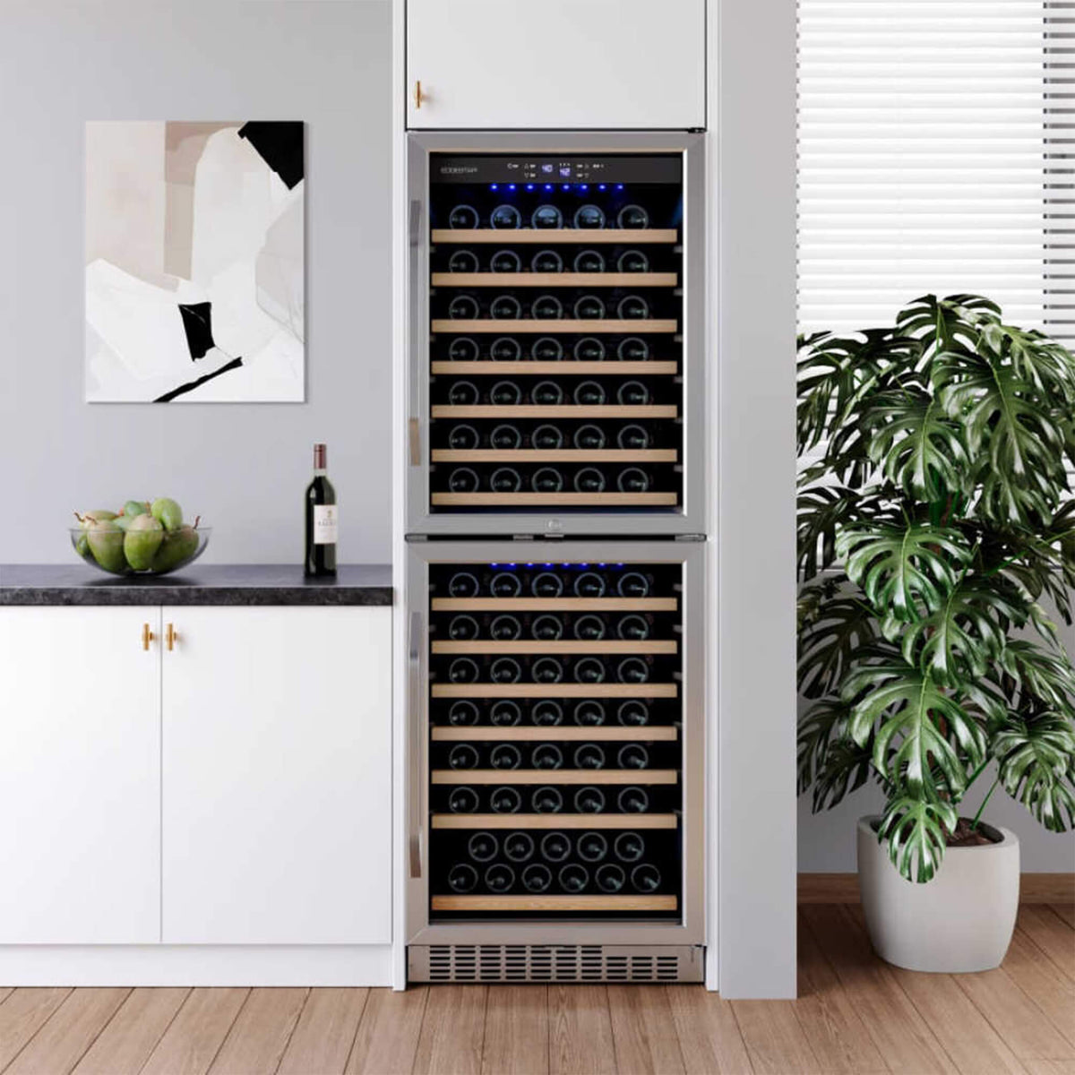 Edgestar 24-Inch 142 Bottle Built-In Dual Zone Double Door Wine Cooler With Door Lock [CWR1553DD] (SAK30742)