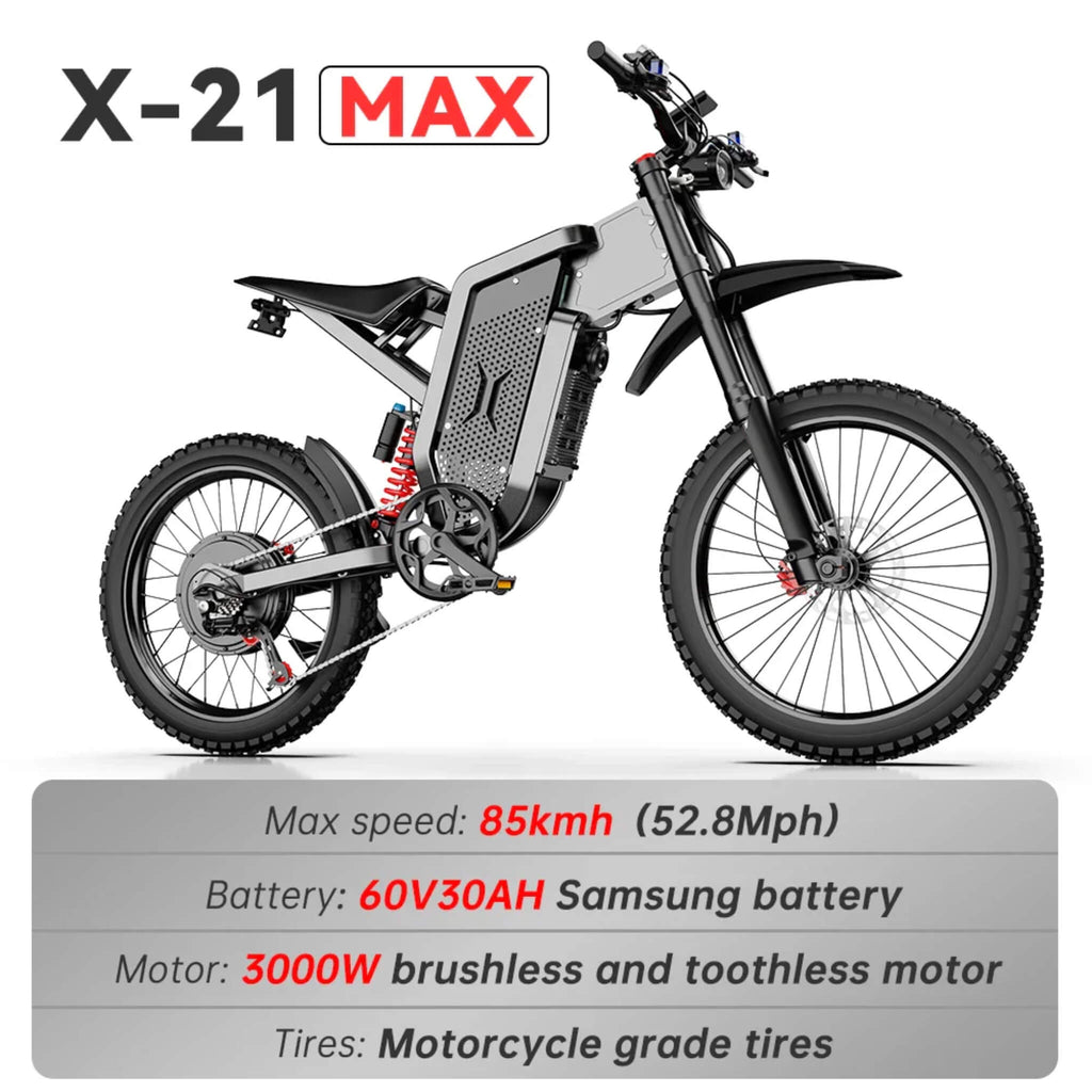 EKX X21 MAX 3000W 60V/30AH Electric Mountain Off-Road Dirt Bike (SAK48016)