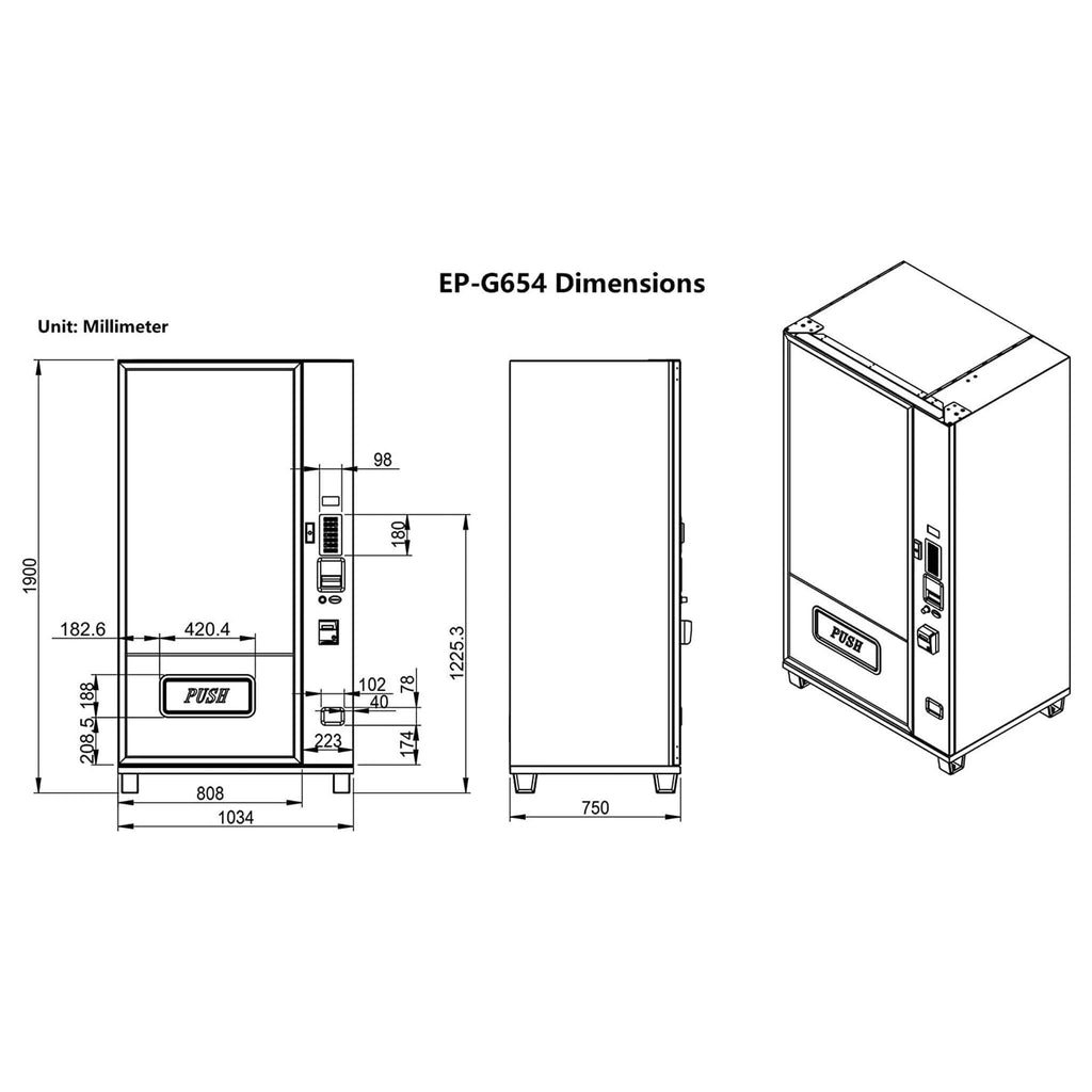 Epx Large 6FT Snacks And Drinks Combo Vending Machine With Dual Zone Refrigeration And Bill Acceptor [EP-G654] (SAK47539)