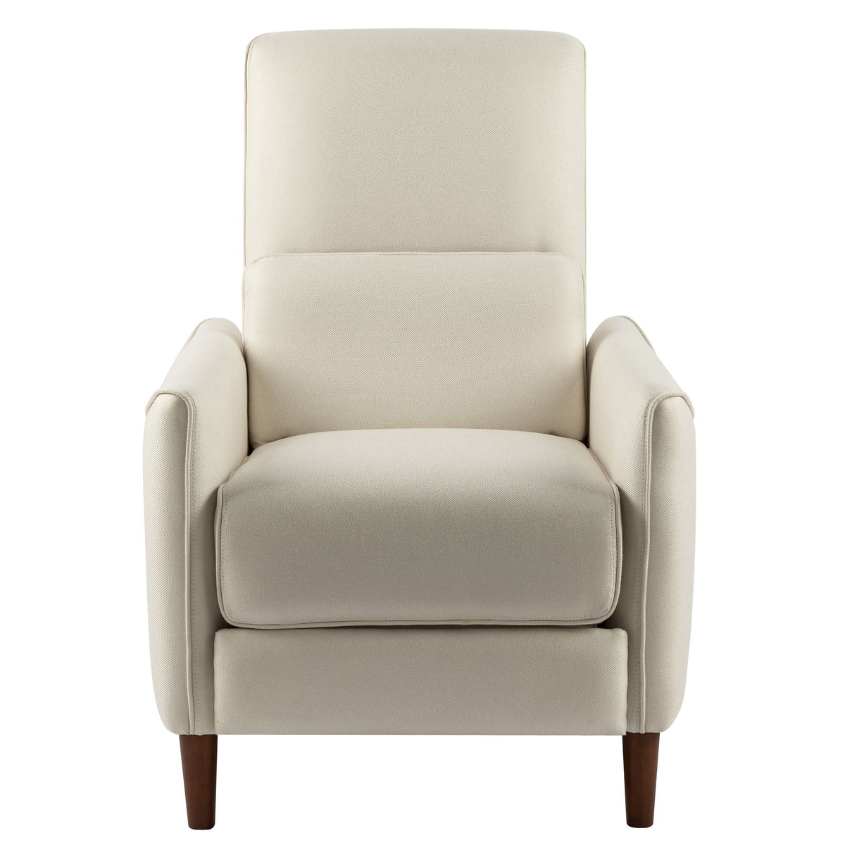 Upholstered Push Recliner Chair With Rubber Wood Legs For Living Room