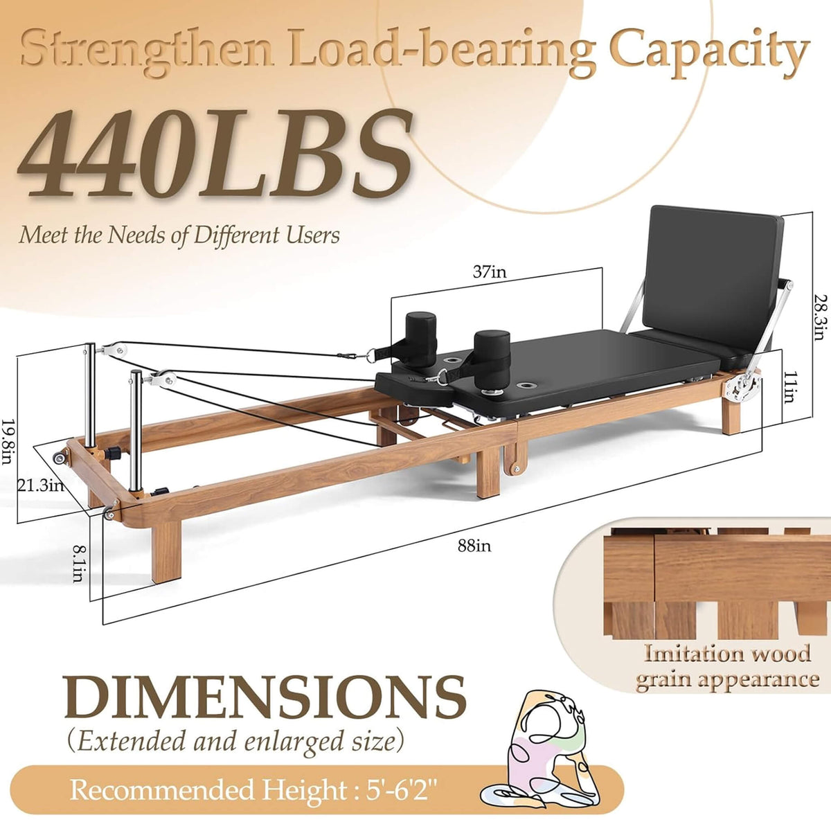 Core Pilates Apex Foldable Dual Resistance Pilates Reformer With Jumpboard (SAK83914)