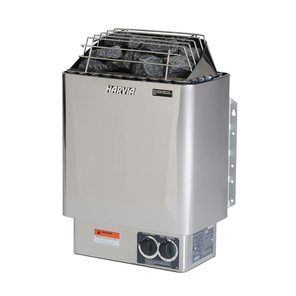 Harvia KIPB Wet Dry Electric Sauna Heater Stove With Built-In Controls & Sauna Stones (SAK47351)