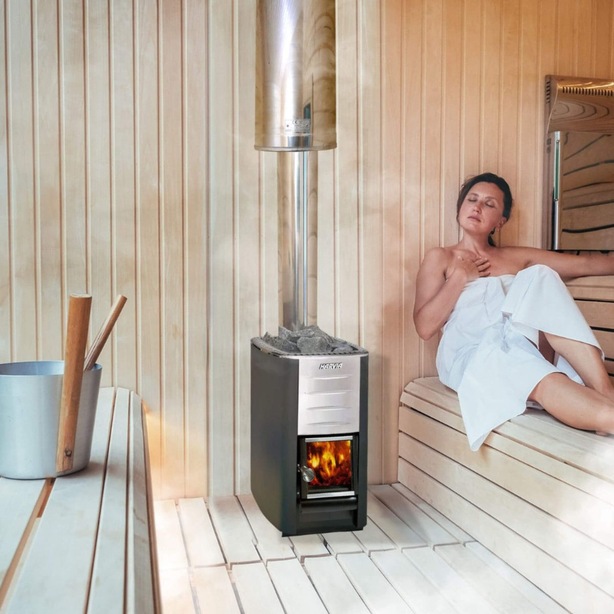 Harvia M3 16.5KW Premium Wood-Burning Sauna Heater Stove With Sauna Stones [WKM3] (SAK41720)