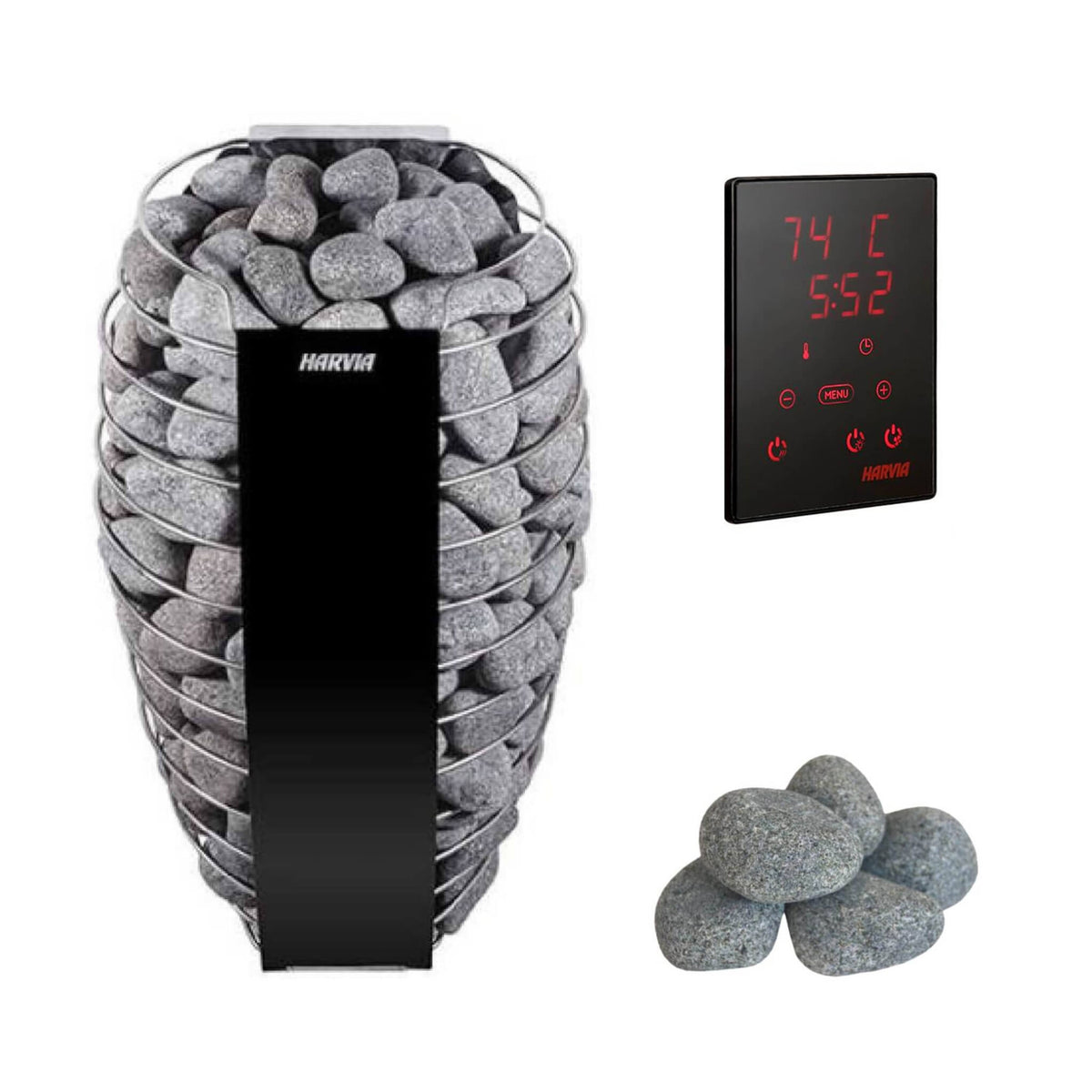 Harvia Spirit UL Certified Electric Sauna Heater With Digital Xenio Control Panel, WiFi Remote Control And Stones [SP60/80E] (SAK42565)