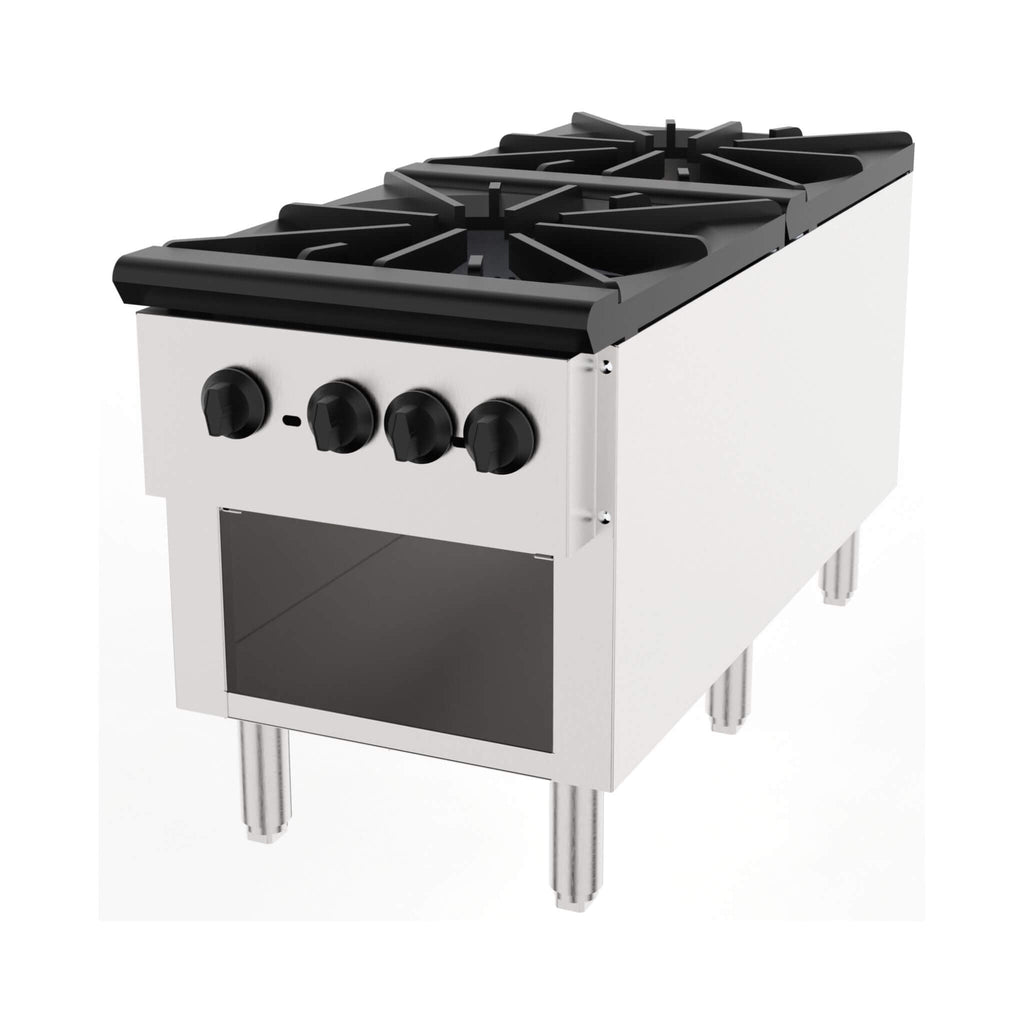 Heavy-Duty 18K BTU Commercial 2-Burner Stainless Steel Gas Stove Range (SAK40721)