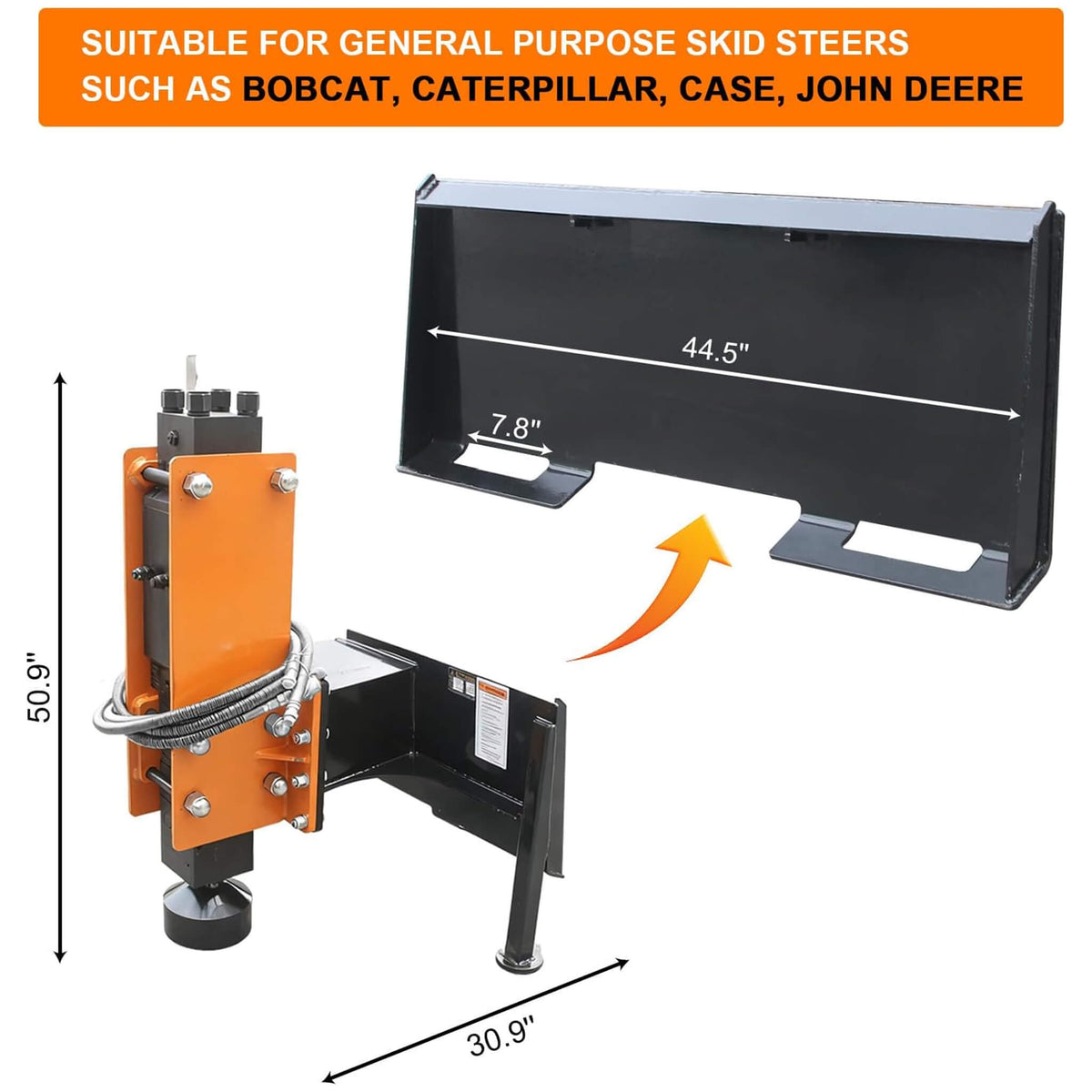 Heavy-Duty 750 FT-LB Hydraulic Skid Steer Pile Hammer Attachment (SAK59134)